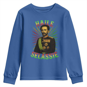 Emperor Haile Selassie Youth Sweatshirt Ras Tafari His Imperial Majesty Jamaican TS11 Royal Blue Print Your Wear