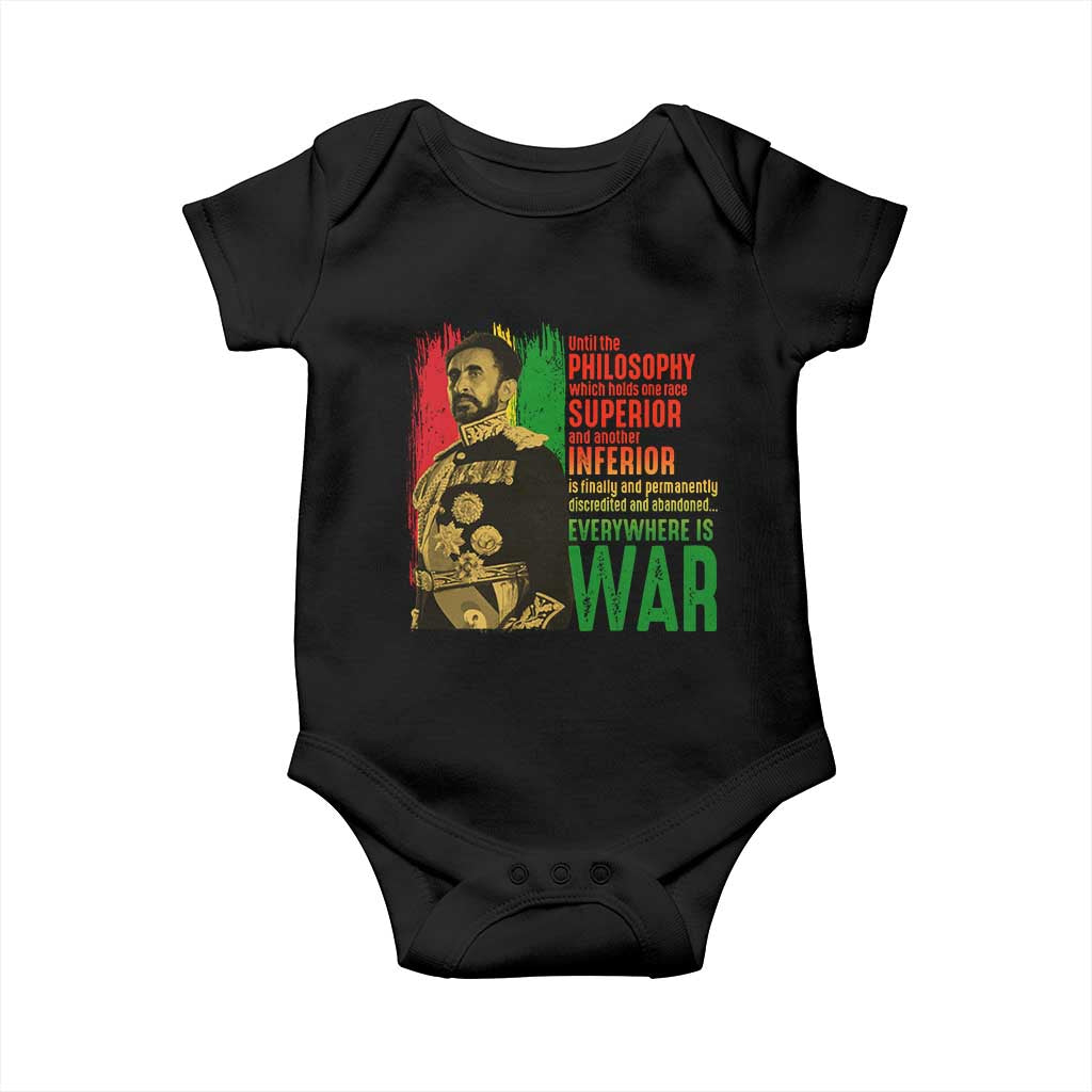 Haile Selassie Quotes Baby Onesie Until The Philosophy Which Holds One Race Speech War TS11 Black Print Your Wear