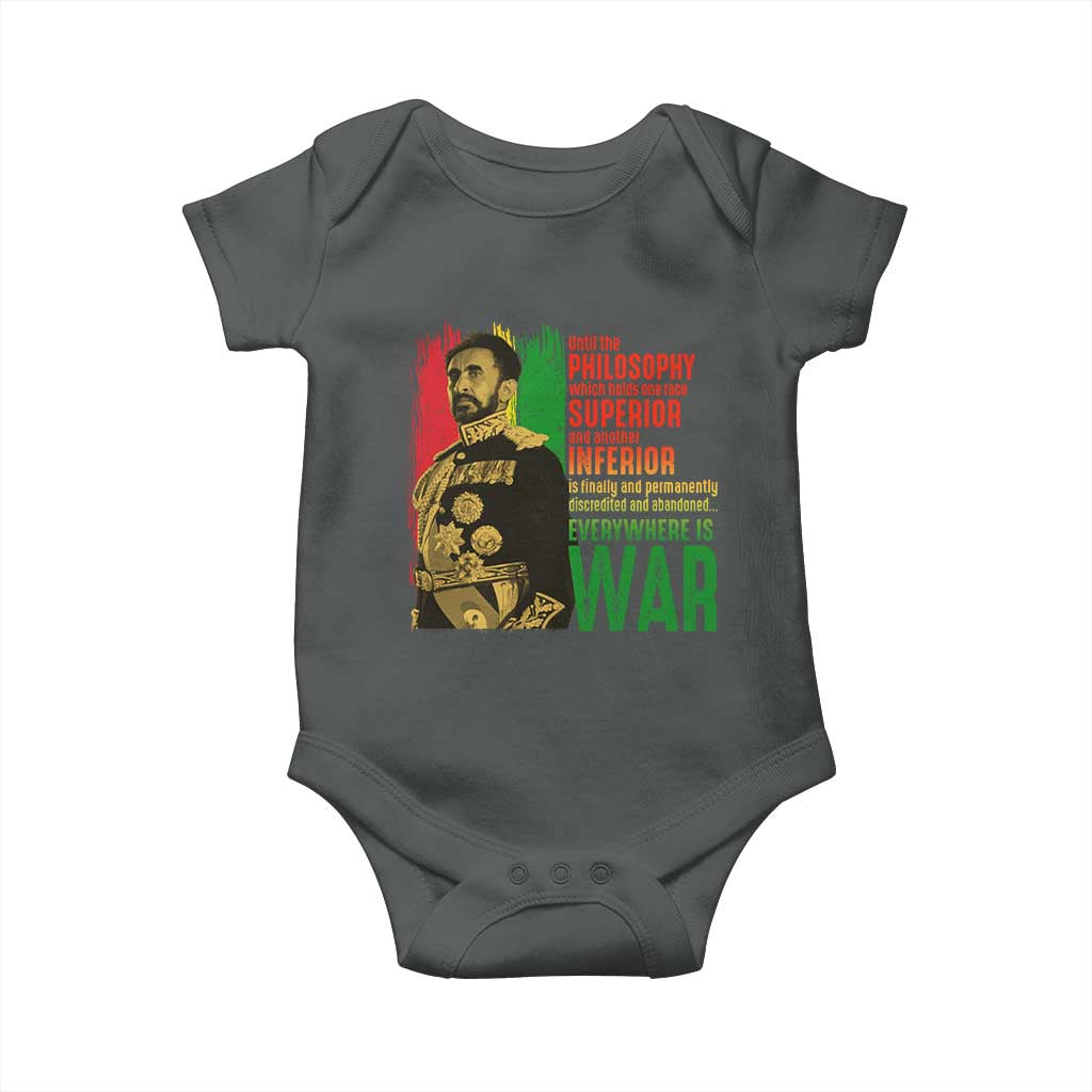 Haile Selassie Quotes Baby Onesie Until The Philosophy Which Holds One Race Speech War TS11 Dark Heather Print Your Wear