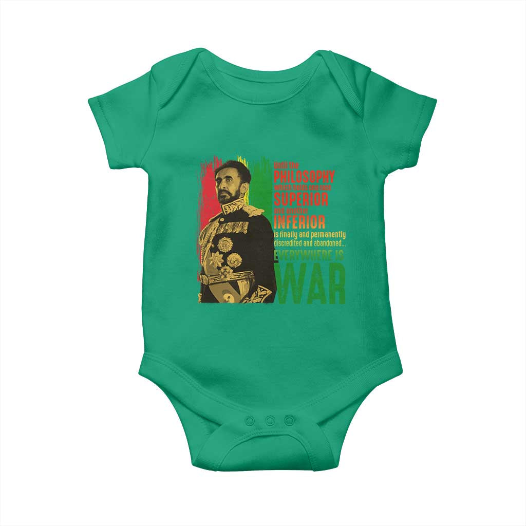 Haile Selassie Quotes Baby Onesie Until The Philosophy Which Holds One Race Speech War TS11 Irish Green Print Your Wear