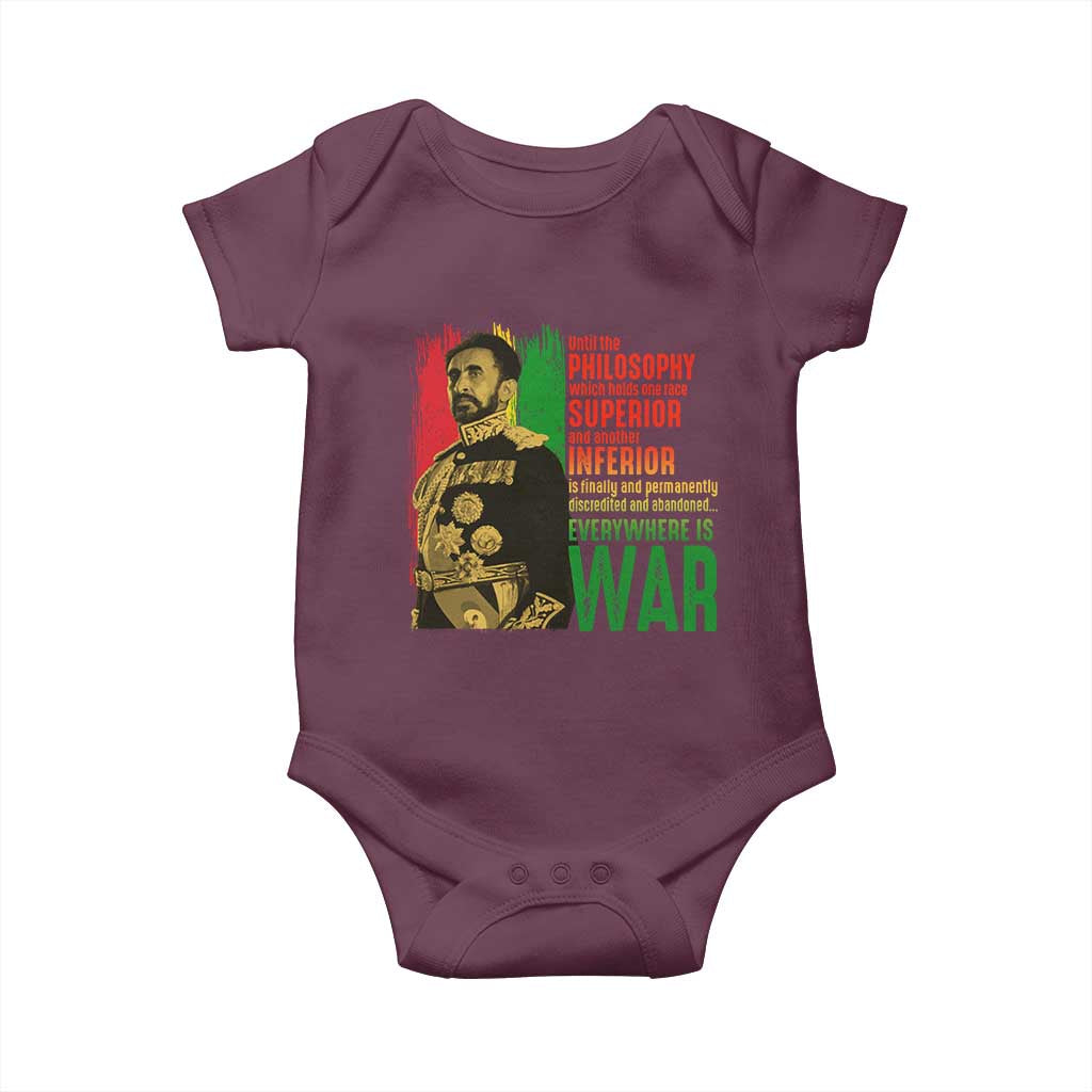 Haile Selassie Quotes Baby Onesie Until The Philosophy Which Holds One Race Speech War TS11 Maroon Print Your Wear