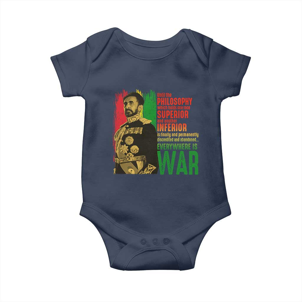 Haile Selassie Quotes Baby Onesie Until The Philosophy Which Holds One Race Speech War TS11 Navy Print Your Wear