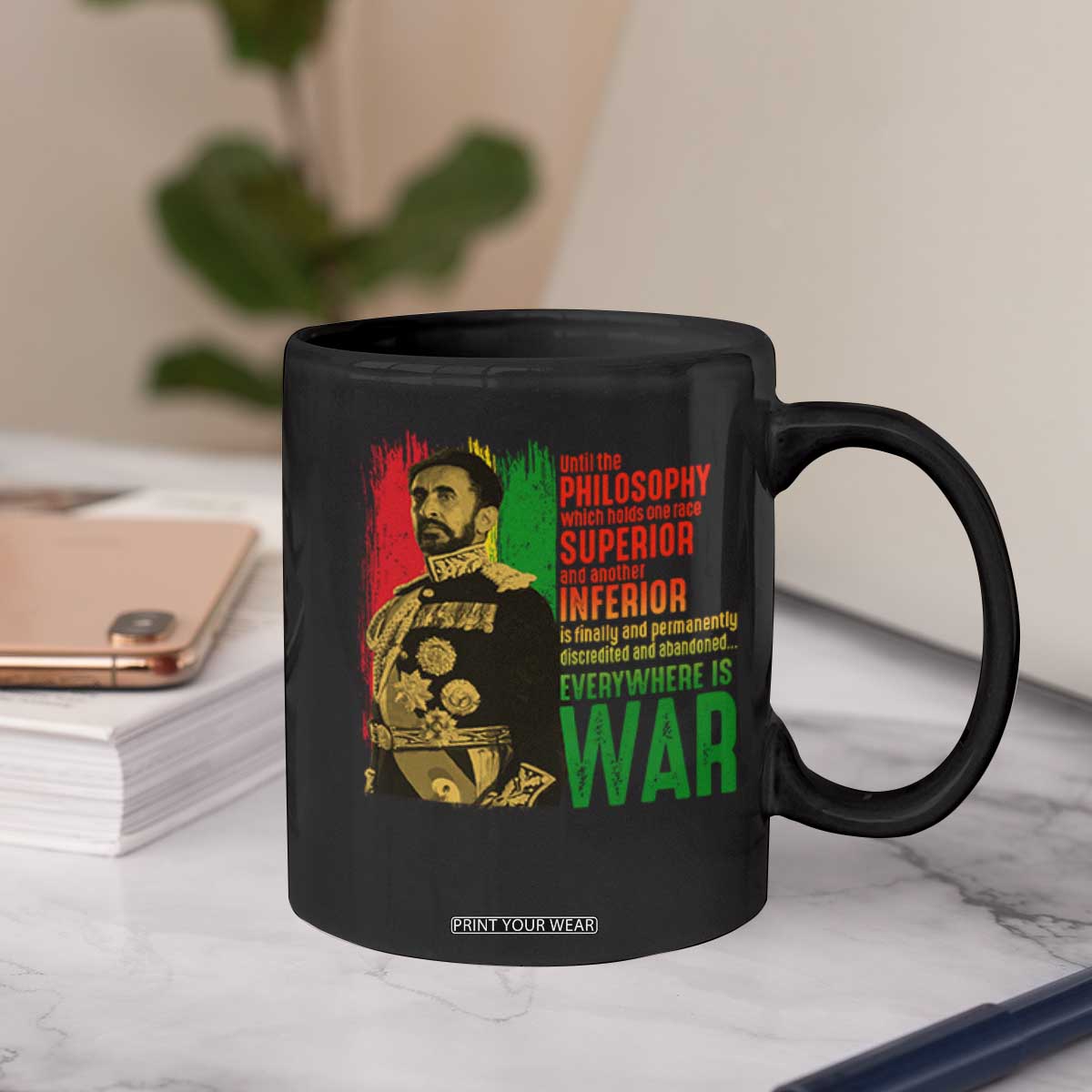 Haile Selassie Quotes Coffee Mug Until The Philosophy Which Holds One Race Speech War TS11 Print Your Wear