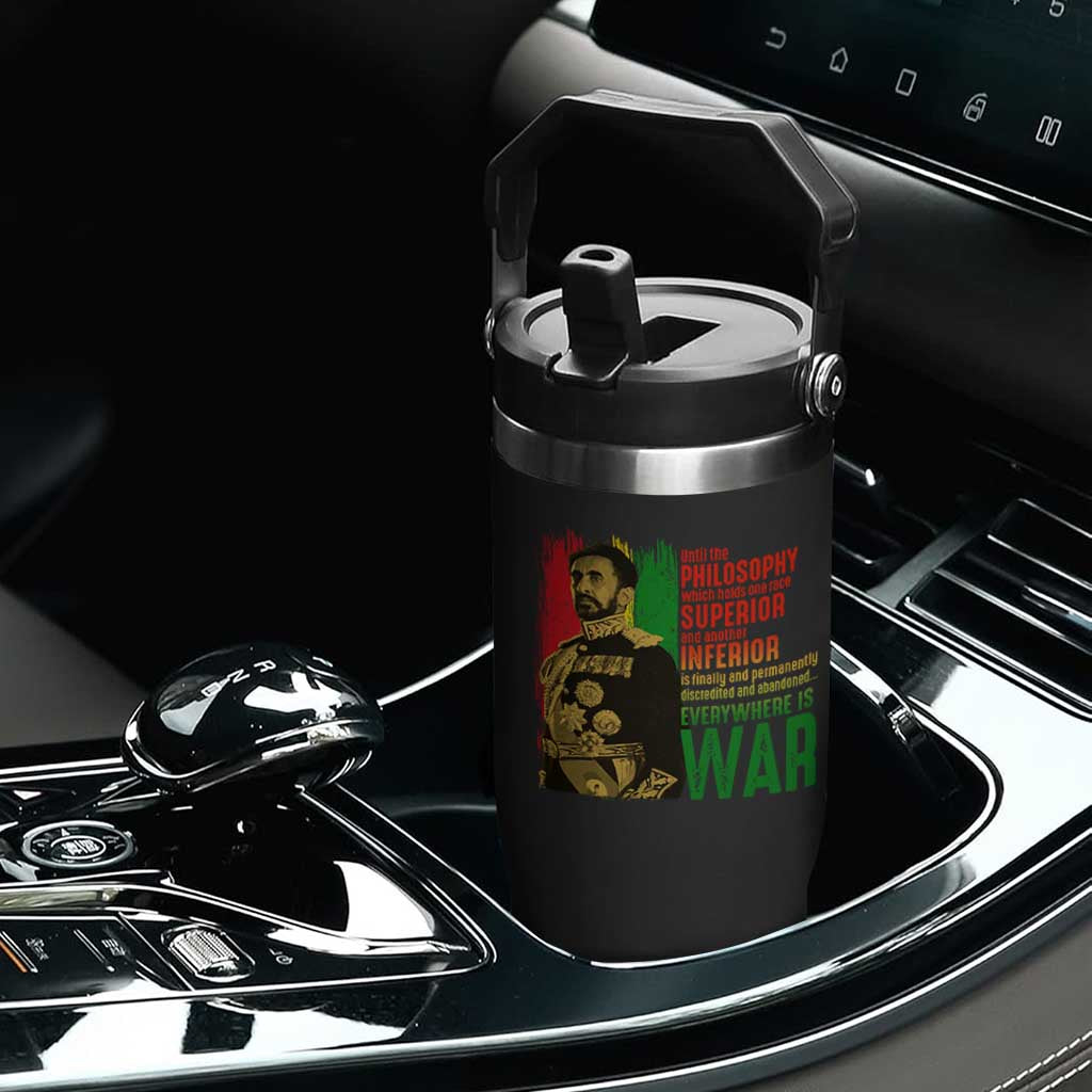 Haile Selassie Quotes Flip Straw Tumbler Until The Philosophy Which Holds One Race Speech War TS11 Print Your Wear