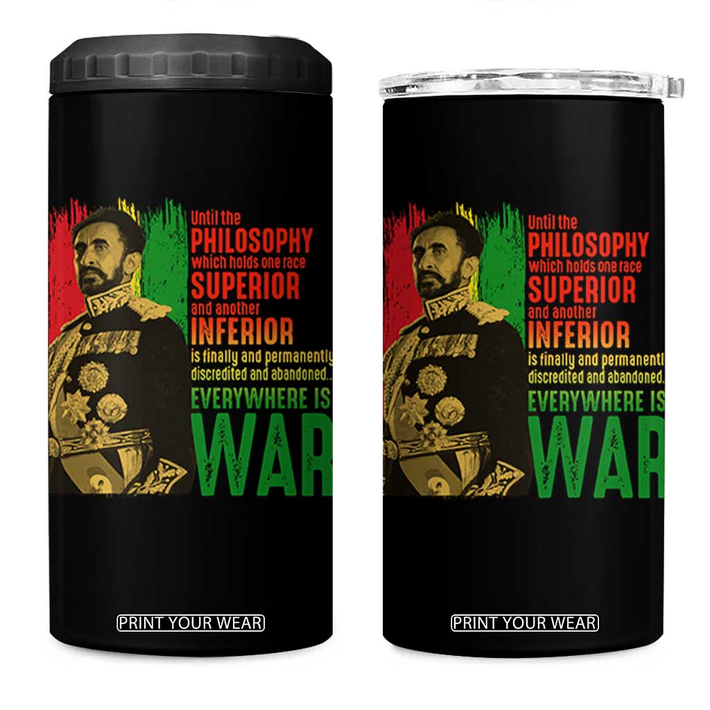 Haile Selassie Quotes 4 in 1 Can Cooler Tumbler Until The Philosophy Which Holds One Race Speech War TS11 One Size: 16 oz Black Print Your Wear