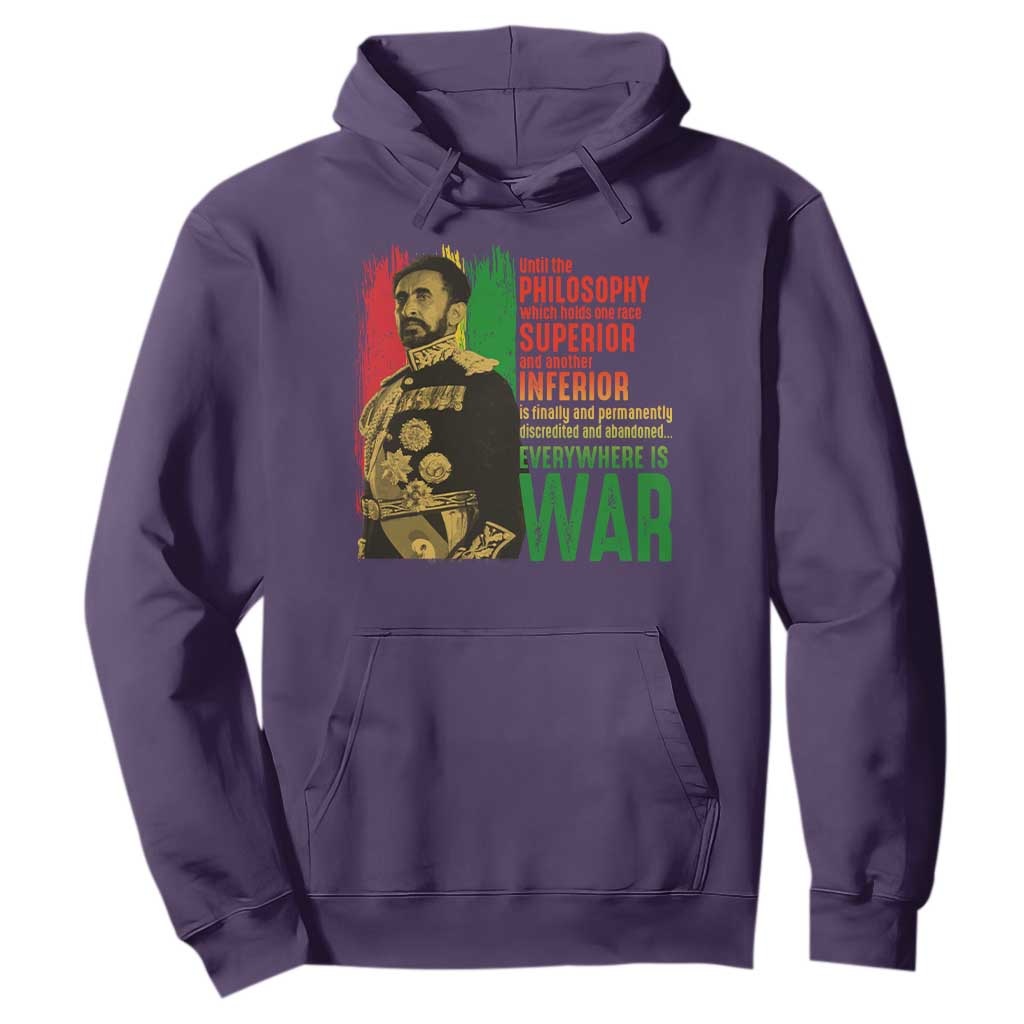 Haile Selassie Quotes Hoodie Until The Philosophy Which Holds One Race Speech War TS11 Purple Print Your Wear