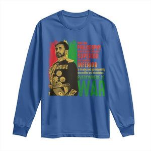 Haile Selassie Quotes Long Sleeve Shirt Until The Philosophy Which Holds One Race Speech War TS11 Royal Blue Print Your Wear