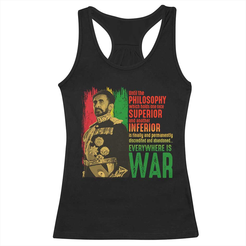 Haile Selassie Quotes Racerback Tank Top Until The Philosophy Which Holds One Race Speech War TS11 Black Print Your Wear