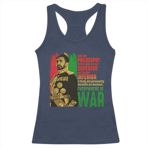 Haile Selassie Quotes Racerback Tank Top Until The Philosophy Which Holds One Race Speech War TS11 Navy Print Your Wear