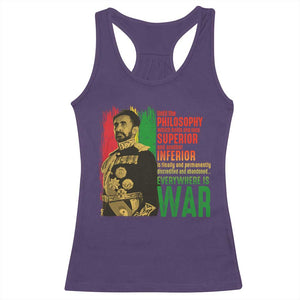 Haile Selassie Quotes Racerback Tank Top Until The Philosophy Which Holds One Race Speech War TS11 Purple Print Your Wear