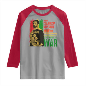 Haile Selassie Quotes Raglan Shirt Until The Philosophy Which Holds One Race Speech War TS11 Sport Gray Red Print Your Wear