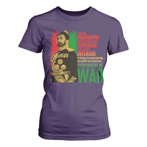 Haile Selassie Quotes T Shirt For Women Until The Philosophy Which Holds One Race Speech War TS11 Purple Print Your Wear