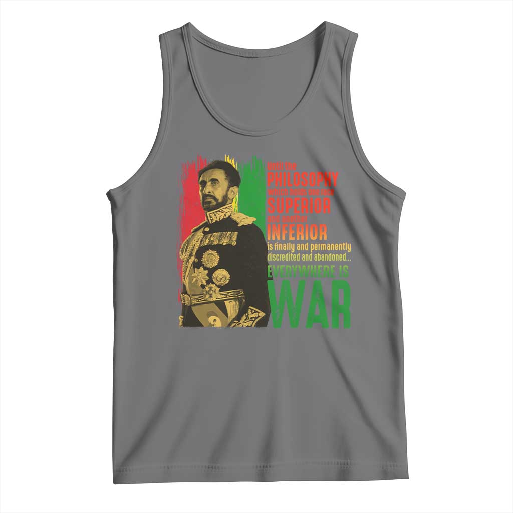Haile Selassie Quotes Tank Top Until The Philosophy Which Holds One Race Speech War TS11 Black Heather Print Your Wear