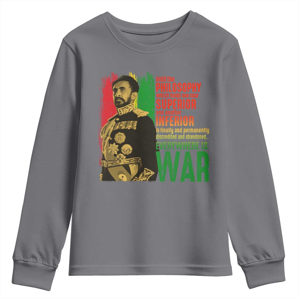 Haile Selassie Quotes Youth Sweatshirt Until The Philosophy Which Holds One Race Speech War TS11 Charcoal Print Your Wear