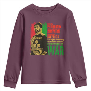 Haile Selassie Quotes Youth Sweatshirt Until The Philosophy Which Holds One Race Speech War TS11 Maroon Print Your Wear