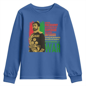 Haile Selassie Quotes Youth Sweatshirt Until The Philosophy Which Holds One Race Speech War TS11 Royal Blue Print Your Wear