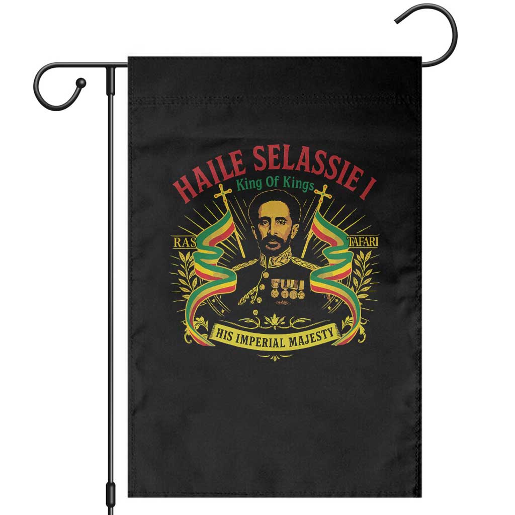 Haile Selassie Garden Flag Ras Tafari King Of Kings His Imperial Majesty TS11 Black Print Your Wear