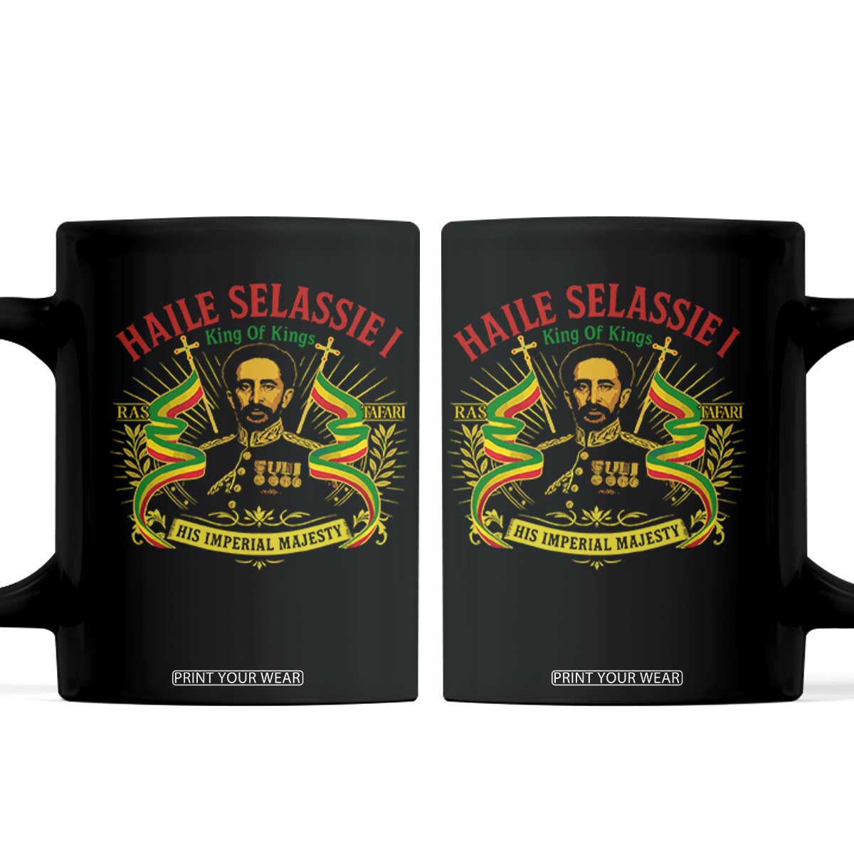 Haile Selassie Coffee Mug Ras Tafari King Of Kings His Imperial Majesty TS11 Black Print Your Wear