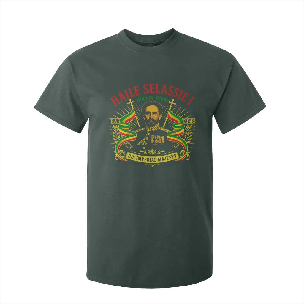 Haile Selassie T Shirt For Kid Ras Tafari King Of Kings His Imperial Majesty TS11 Dark Forest Green Print Your Wear