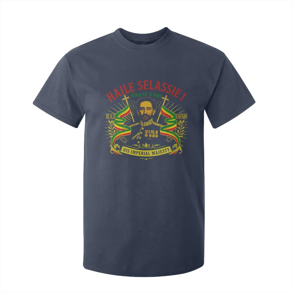 Haile Selassie T Shirt For Kid Ras Tafari King Of Kings His Imperial Majesty TS11 Navy Print Your Wear