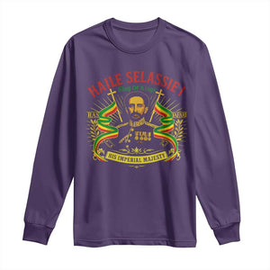 Haile Selassie Long Sleeve Shirt Ras Tafari King Of Kings His Imperial Majesty TS11 Purple Print Your Wear