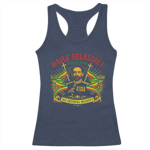 Haile Selassie Racerback Tank Top Ras Tafari King Of Kings His Imperial Majesty TS11 Navy Print Your Wear