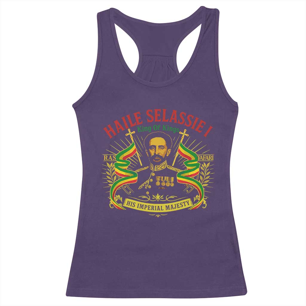 Haile Selassie Racerback Tank Top Ras Tafari King Of Kings His Imperial Majesty TS11 Purple Print Your Wear