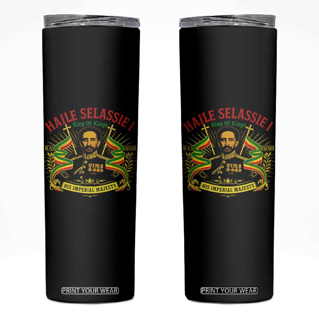 Haile Selassie Skinny Tumbler Ras Tafari King Of Kings His Imperial Majesty TS11 Black Print Your Wear