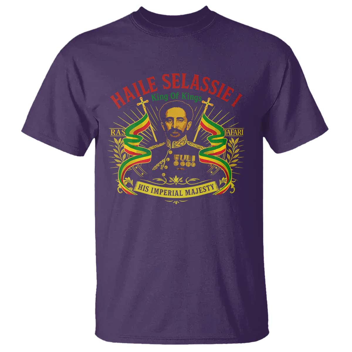 Haile Selassie T Shirt Ras Tafari King Of Kings His Imperial Majesty TS11 Purple Print Your Wear