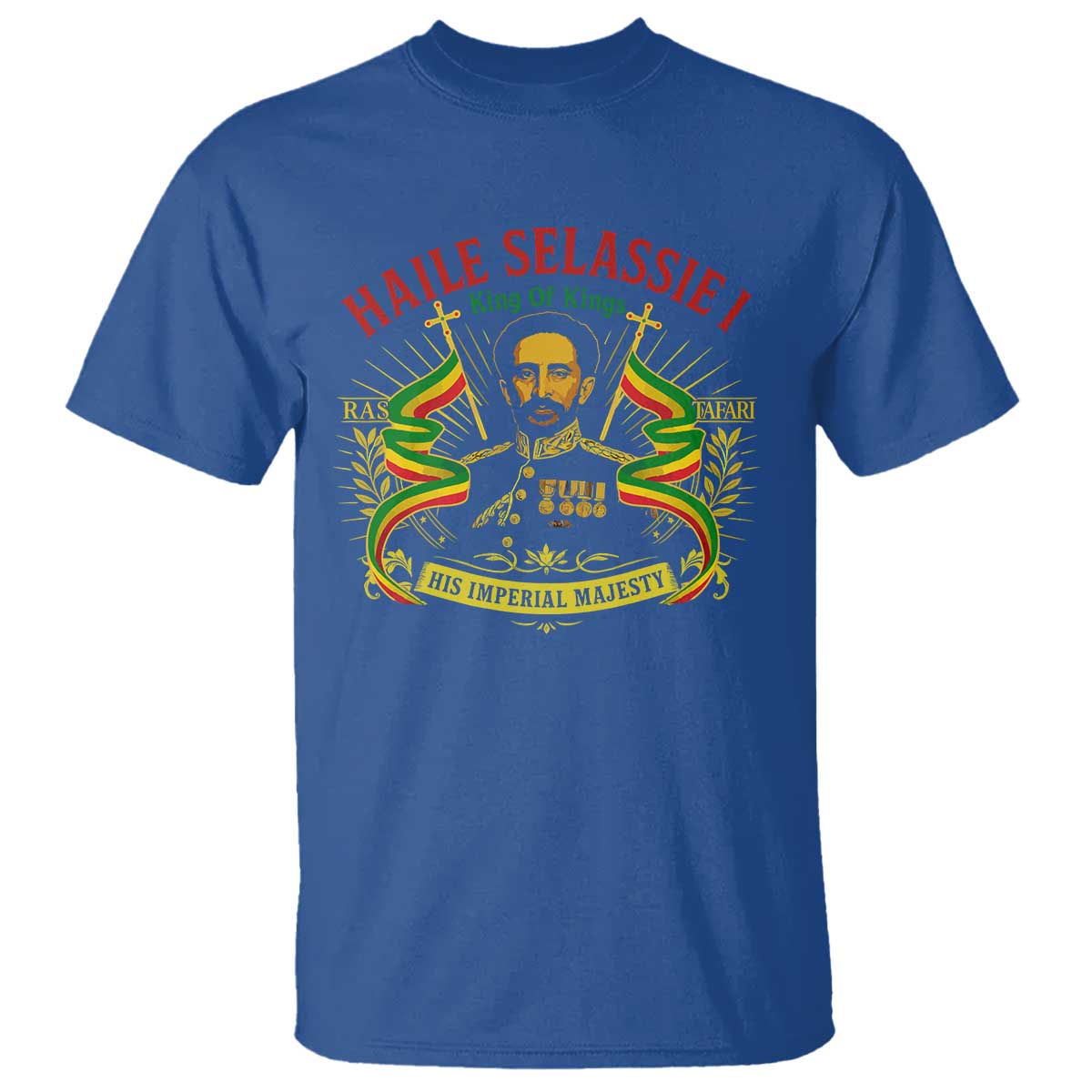 Haile Selassie T Shirt Ras Tafari King Of Kings His Imperial Majesty TS11 Royal Blue Print Your Wear