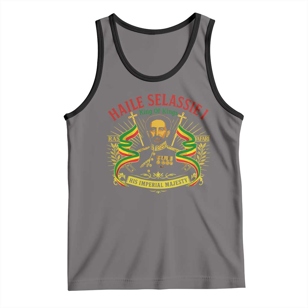 Haile Selassie Tank Top Ras Tafari King Of Kings His Imperial Majesty TS11 Deep Heather Black Print Your Wear