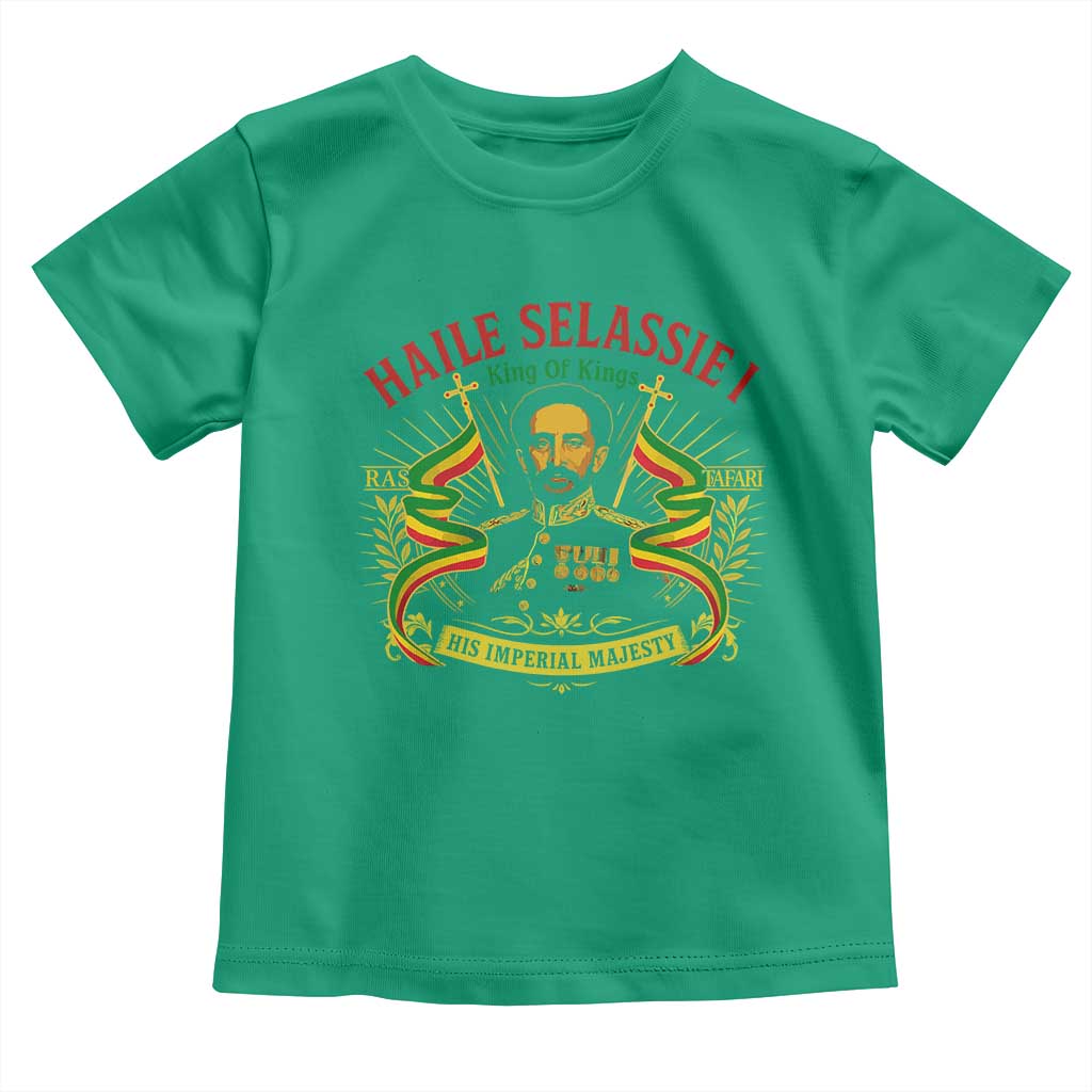 Haile Selassie Toddler T Shirt Ras Tafari King Of Kings His Imperial Majesty TS11 Irish Green Print Your Wear