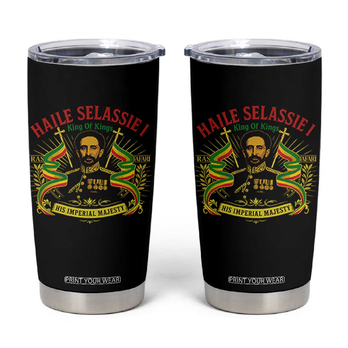 Haile Selassie Tumbler Cup Ras Tafari King Of Kings His Imperial Majesty TS11 Black Print Your Wear