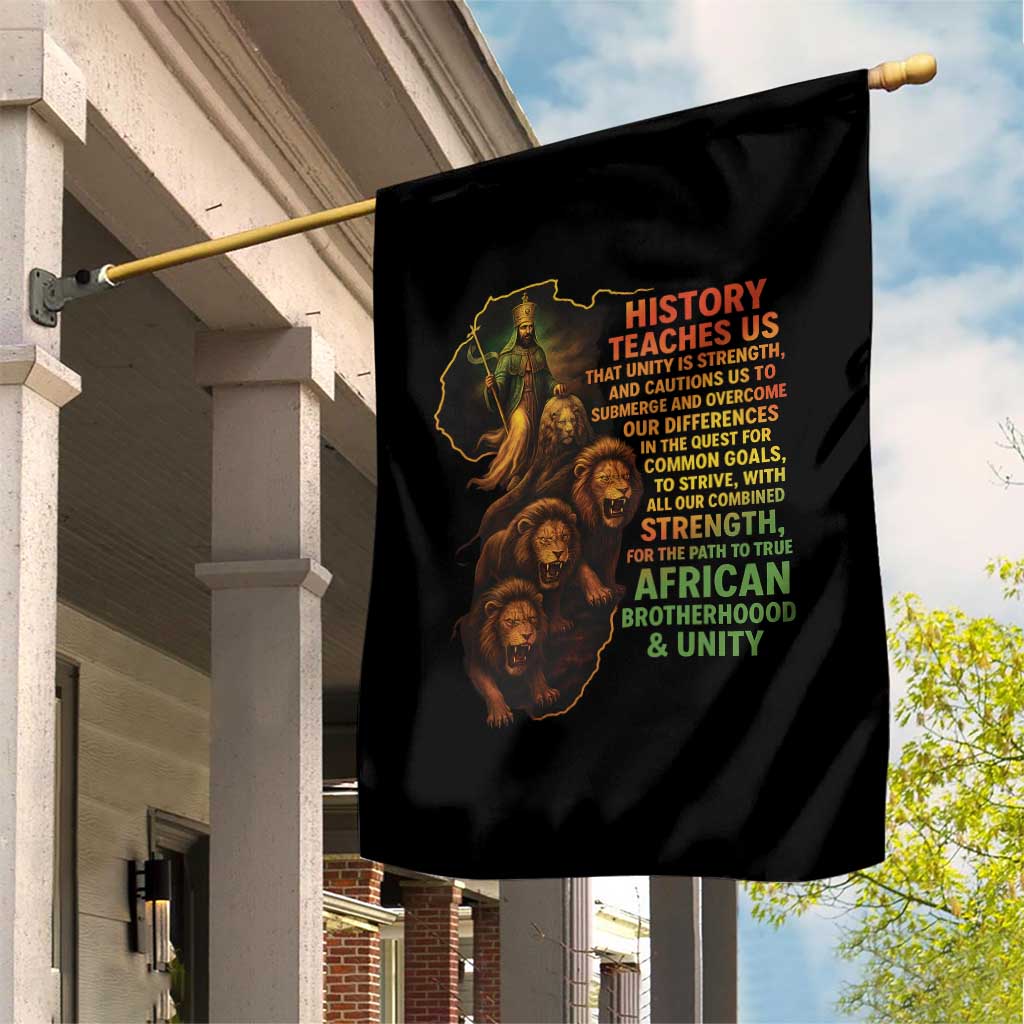 Haile Selassie Quotes Garden Flag History Teaches Us That Unity Is Strength Rasta Lions of Judah TS11 Print Your Wear