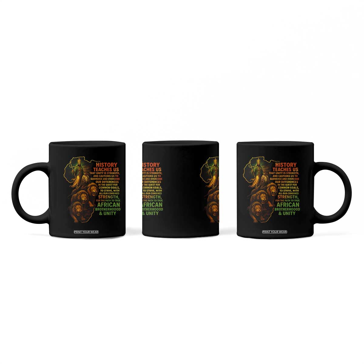Haile Selassie Quotes Coffee Mug History Teaches Us That Unity Is Strength Rasta Lions of Judah TS11 Print Your Wear