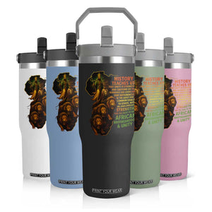 Haile Selassie Quotes Flip Straw Tumbler History Teaches Us That Unity Is Strength Rasta Lions of Judah TS11 Print Your Wear