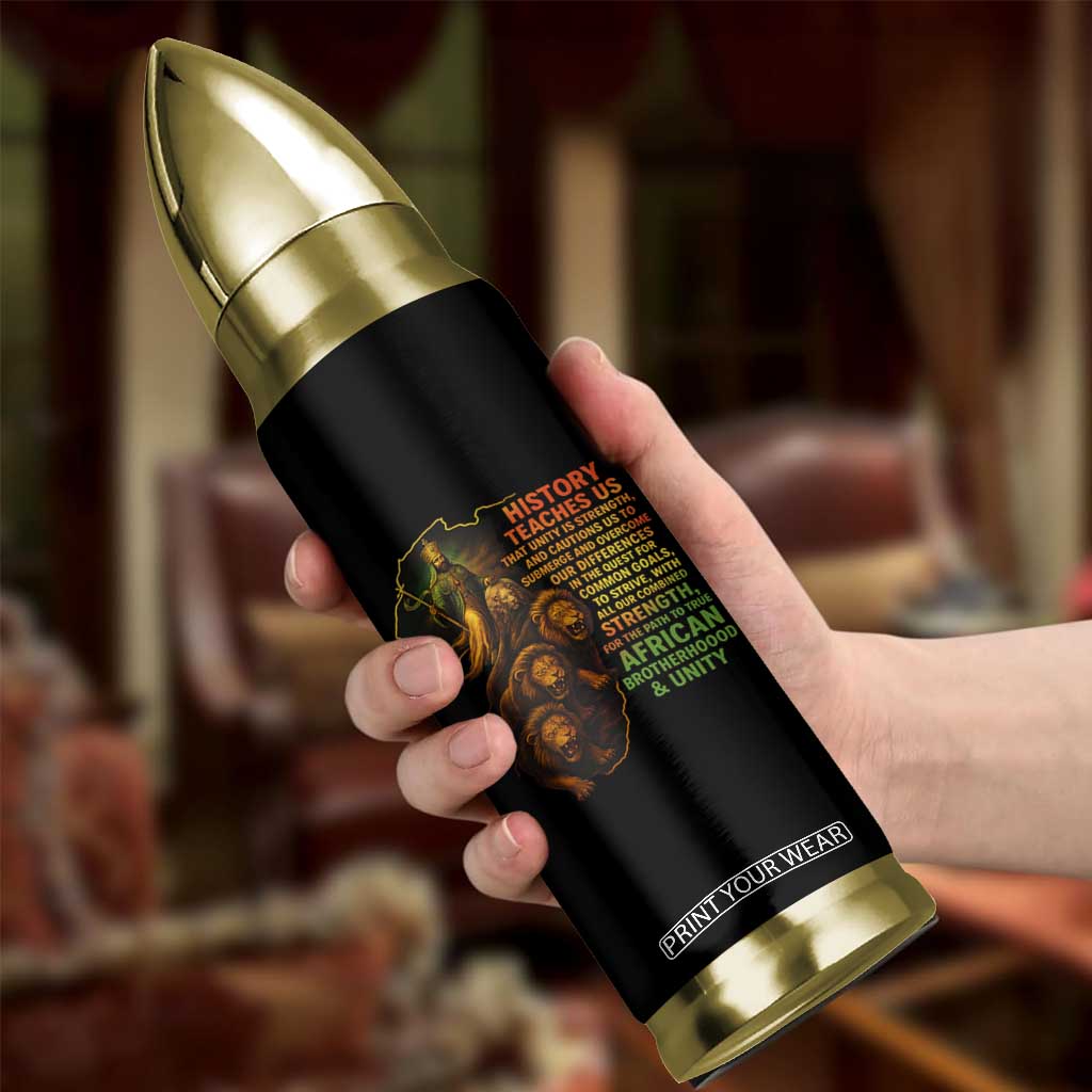 Haile Selassie Quotes Bullet Tumbler History Teaches Us That Unity Is Strength Rasta Lions of Judah TS11 Print Your Wear