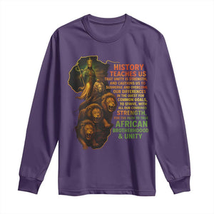 Haile Selassie Quotes Long Sleeve Shirt History Teaches Us That Unity Is Strength Rasta Lions of Judah TS11 Purple Print Your Wear