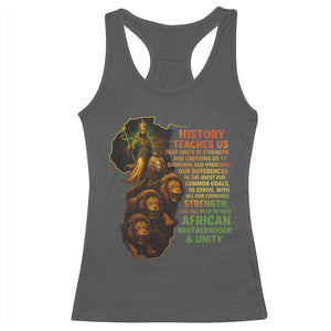 Haile Selassie Quotes Racerback Tank Top History Teaches Us That Unity Is Strength Rasta Lions of Judah TS11 Dark Heather Print Your Wear