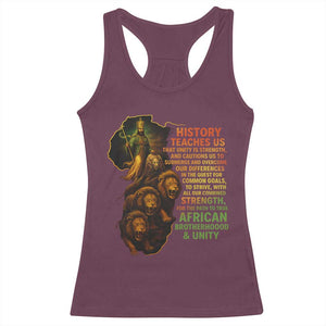 Haile Selassie Quotes Racerback Tank Top History Teaches Us That Unity Is Strength Rasta Lions of Judah TS11 Maroon Print Your Wear