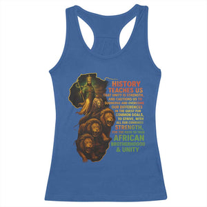 Haile Selassie Quotes Racerback Tank Top History Teaches Us That Unity Is Strength Rasta Lions of Judah TS11 Royal Blue Print Your Wear