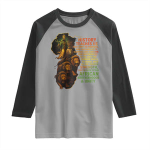 Haile Selassie Quotes Raglan Shirt History Teaches Us That Unity Is Strength Rasta Lions of Judah TS11 Sport Gray Black Print Your Wear