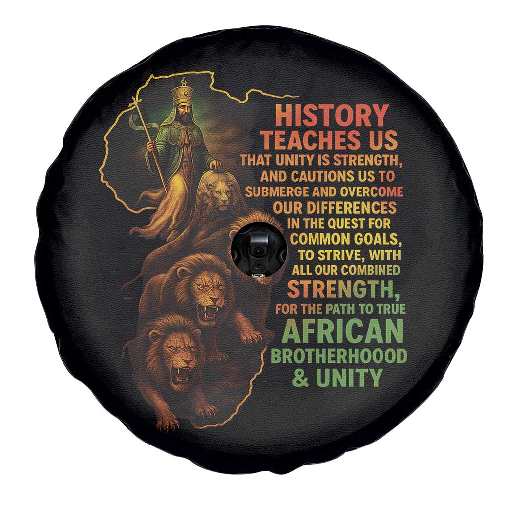 Haile Selassie Quotes Spare Tire Cover History Teaches Us That Unity Is Strength Rasta Lions of Judah TS11 Print Your Wear