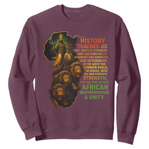 Haile Selassie Quotes Sweatshirt History Teaches Us That Unity Is Strength Rasta Lions of Judah TS11 Maroon Print Your Wear