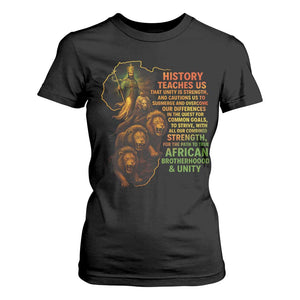 Haile Selassie Quotes T Shirt For Women History Teaches Us That Unity Is Strength Rasta Lions of Judah TS11 Black Print Your Wear