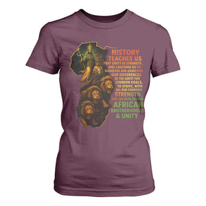 Haile Selassie Quotes T Shirt For Women History Teaches Us That Unity Is Strength Rasta Lions of Judah TS11 Maroon Print Your Wear