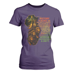 Haile Selassie Quotes T Shirt For Women History Teaches Us That Unity Is Strength Rasta Lions of Judah TS11 Purple Print Your Wear