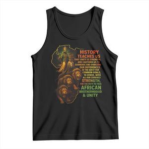 Haile Selassie Quotes Tank Top History Teaches Us That Unity Is Strength Rasta Lions of Judah TS11 Black Print Your Wear