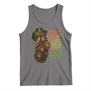 Haile Selassie Quotes Tank Top History Teaches Us That Unity Is Strength Rasta Lions of Judah TS11 Deep Heather Print Your Wear