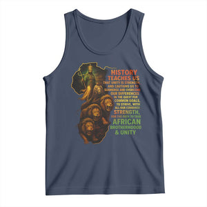 Haile Selassie Quotes Tank Top History Teaches Us That Unity Is Strength Rasta Lions of Judah TS11 Navy Print Your Wear